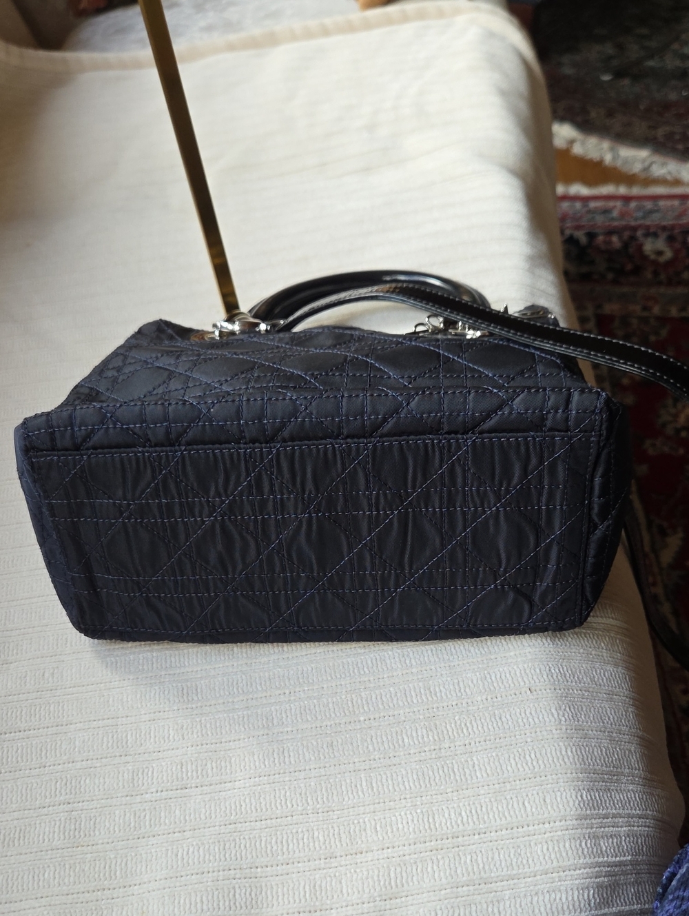 Dior Black Quilted Satchel with Silver Letter Charms - Picture 4 of 9